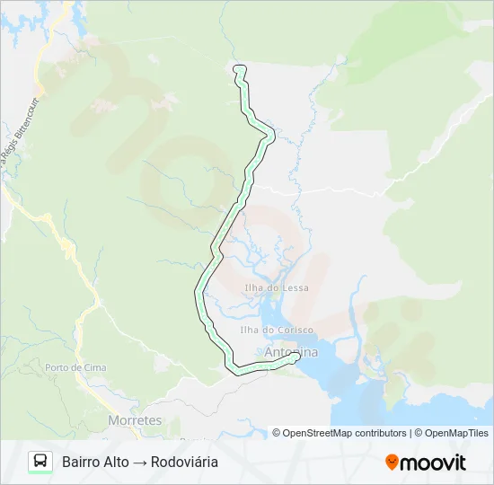 01 ANTONINA / BAIRRO ALTO Bus Line Map