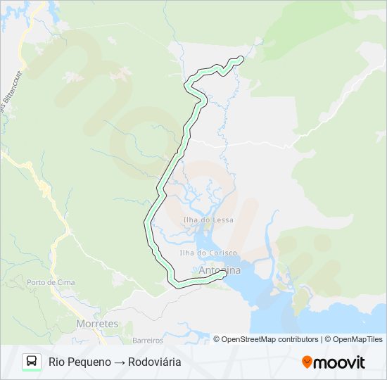 Mapa da linha 03 ANTONINA / RIO PEQUENO de ônibus