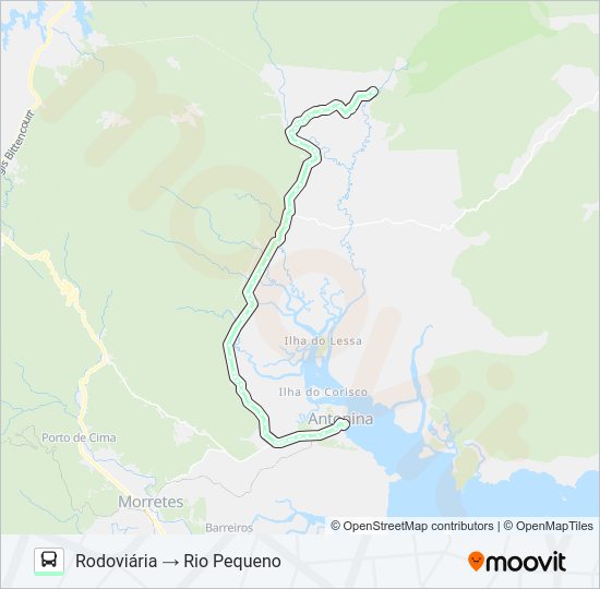 Mapa da linha 03 ANTONINA / RIO PEQUENO de ônibus
