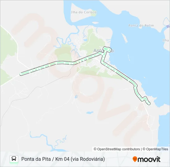 04 PONTA DA PITA / KM 04 (VIA RODOVIÁRIA) Bus Line Map