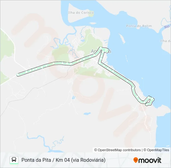 04 PONTA DA PITA / KM 04 (VIA RODOVIÁRIA) Bus Line Map