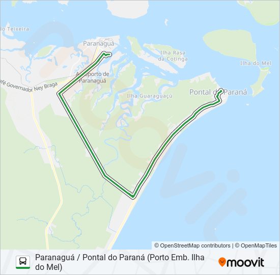 Mapa de 1356-400 PARANAGUÁ / PONTAL DO PARANÁ (PORTO EMB. ILHA DO MEL) de autobús