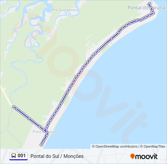 Mapa da linha 001 de ônibus