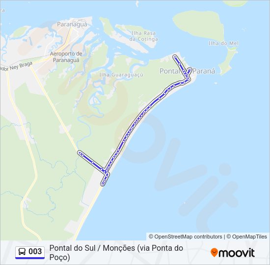 Mapa da linha 003 de ônibus