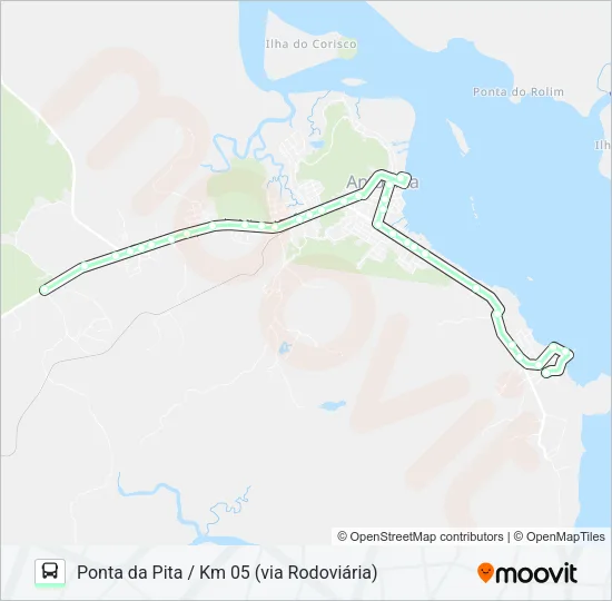 04 PONTA DA PITA / KM 05 (VIA RODOVIÁRIA) Bus Line Map