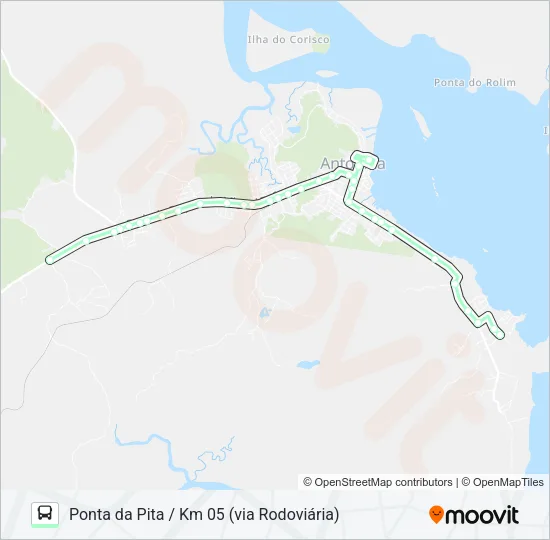 04 PONTA DA PITA / KM 05 (VIA RODOVIÁRIA) Bus Line Map
