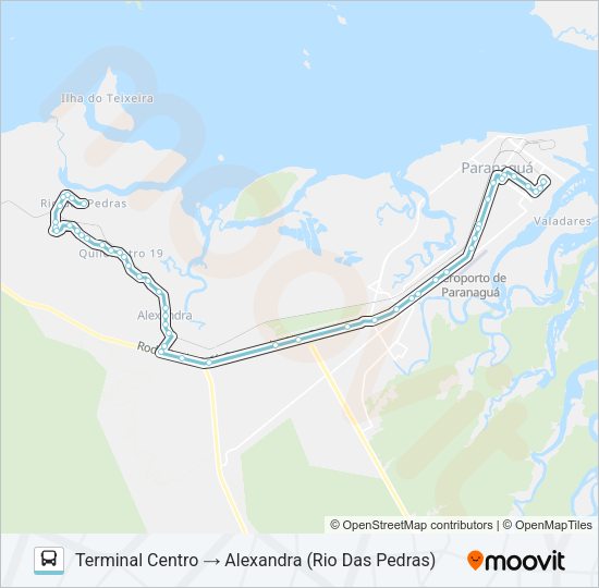 Mapa da linha 011 ALEXANDRA (VIA BR 277) de ônibus