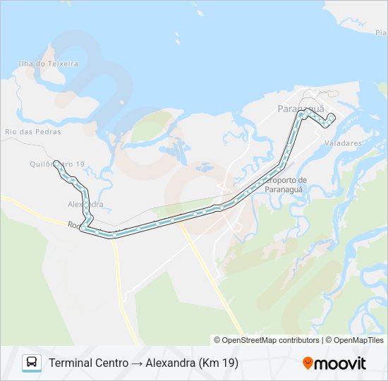 Mapa da linha 011 ALEXANDRA (VIA BR 277) de ônibus
