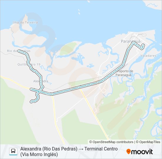 Mapa da linha 011 ALEXANDRA (VIA BR 277) de ônibus