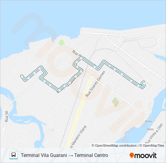 Mapa da linha 010 INTERBAIRROS (HORÁRIO) de ônibus