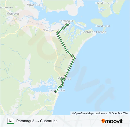 0066-4A0 PARANAGUÁ / GUARATUBA (VIA PRAIA DE LESTE) Bus Line Map