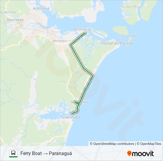 0066-4A0 PARANAGUÁ / GUARATUBA (VIA PRAIA DE LESTE) bus Line Map