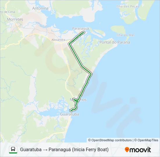 0066-4A0 PARANAGUÁ / GUARATUBA (VIA PRAIA DE LESTE) Bus Line Map