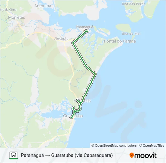 0066-4A0 PARANAGUÁ / GUARATUBA (VIA PRAIA DE LESTE) Bus Line Map