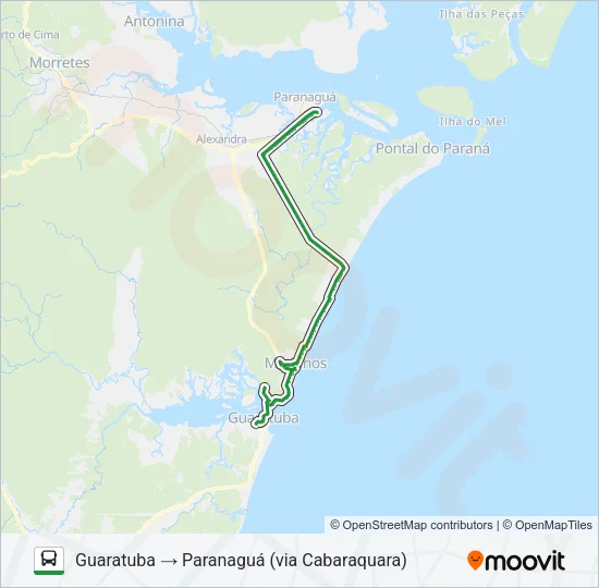 0066-4A0 PARANAGUÁ / GUARATUBA (VIA PRAIA DE LESTE) Bus Line Map