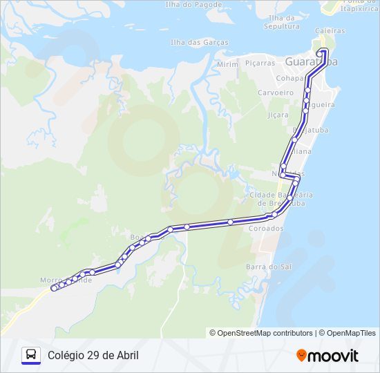 Mapa da linha 004 COLÉGIO 29 DE ABRIL de ônibus