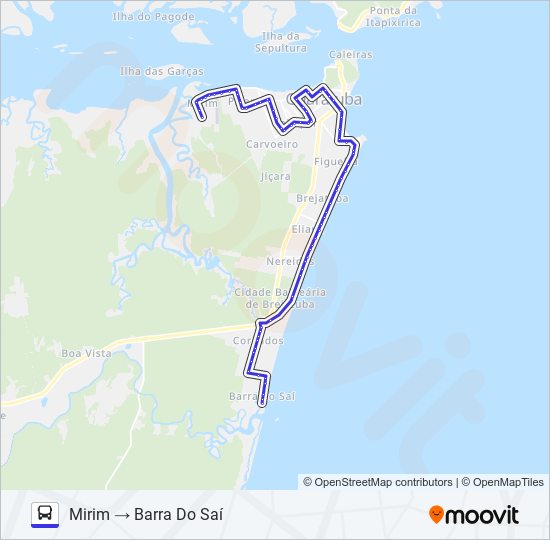 Mapa de 002 BARRA DO SAÍ / MIRIM de autobús