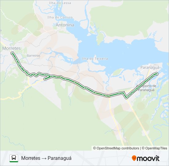 Mapa da linha 0065-440 PARANAGUÁ / MORRETES (VIA MARTHA) de ônibus