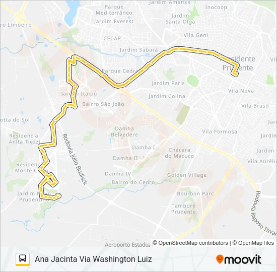 103 ANA JACINTA X CENTRO (VIA W.LUIZ) Bus Line Map