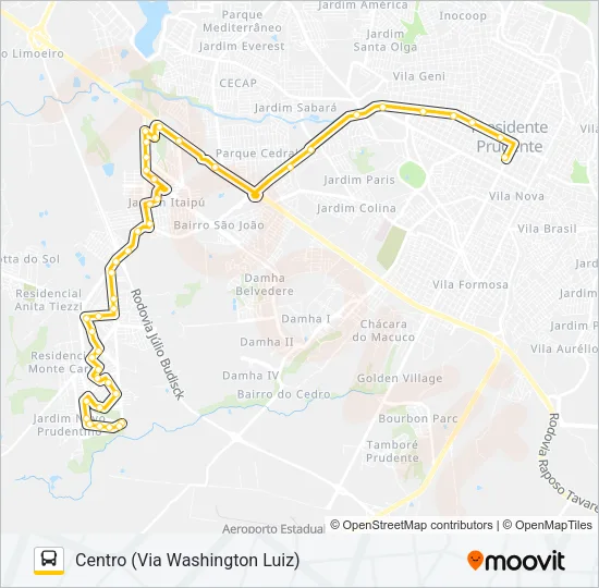 103 ANA JACINTA X CENTRO (VIA W.LUIZ) Bus Line Map