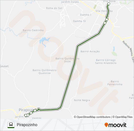 Mapa da linha PIRAPOZINHO de ônibus