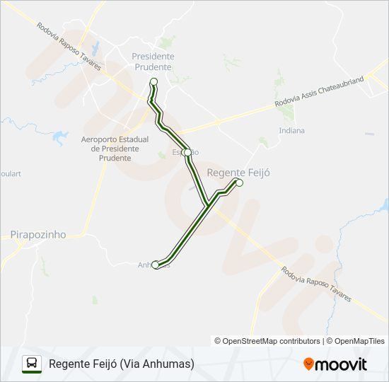 Mapa da linha REGENTE FEIJÓ de ônibus
