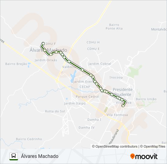 Mapa da linha ÁLVARES MACHADO de ônibus