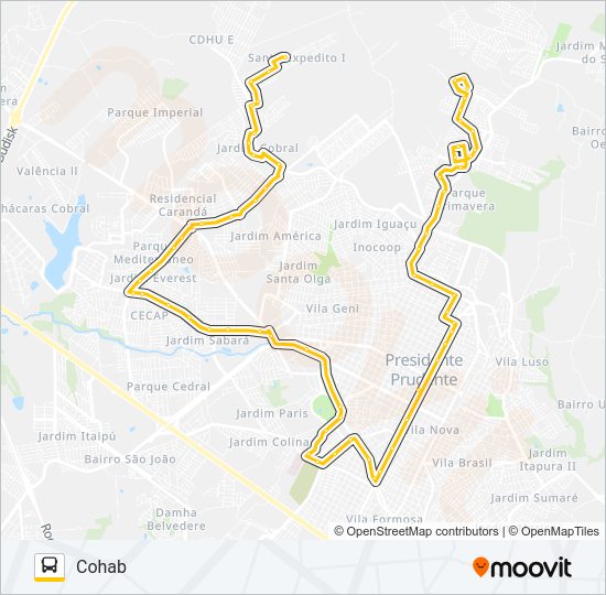 Mapa da linha 129 BRASIL NOVO / COHAB de ônibus