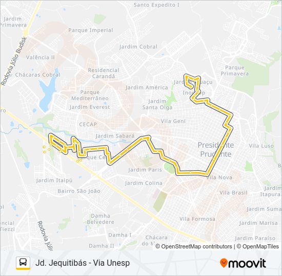 Mapa da linha 109 INOCOOP / JEQUITIBÁS de ônibus