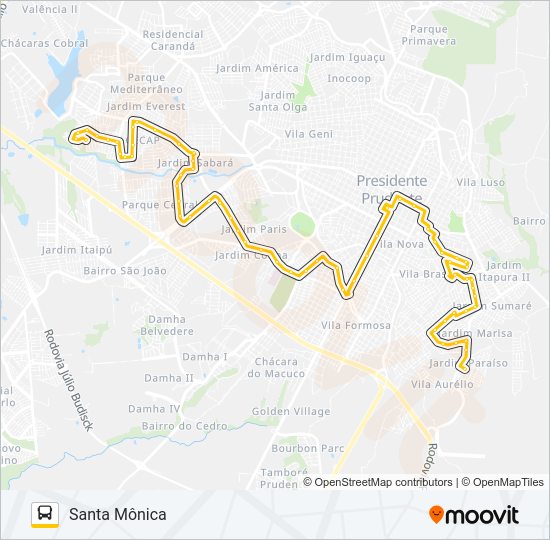 Mapa da linha 113 CECAP / SANTA MÔNICA de ônibus
