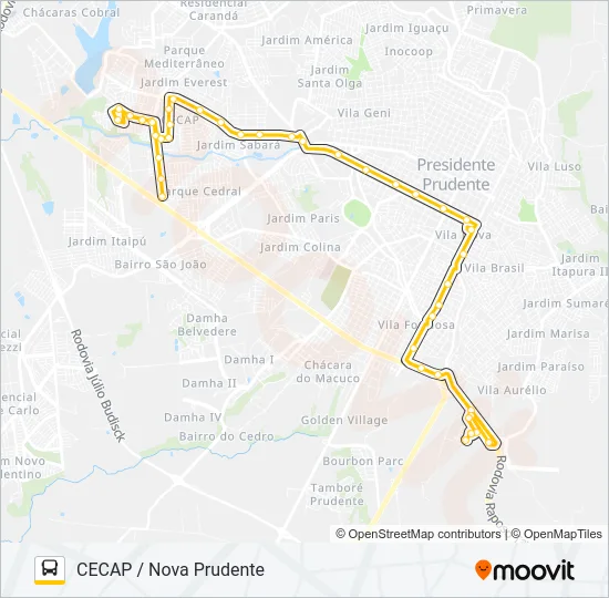125 CECAP / NOVA PRUDENTE Bus Line Map