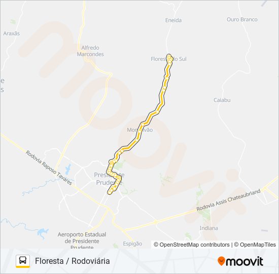 Mapa da linha 138 FLORESTA / RODOVIÁRIA de ônibus