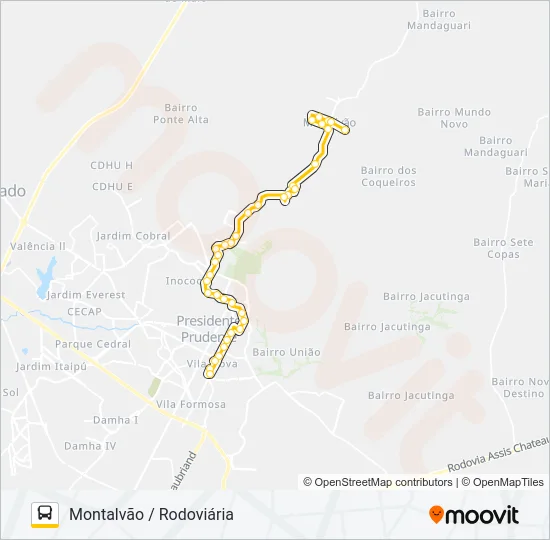 132 MONTALVÃO / RODOVIÁRIA Bus Line Map