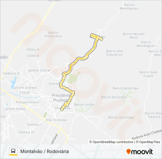 132 MONTALVÃO / RODOVIÁRIA Bus Line Map