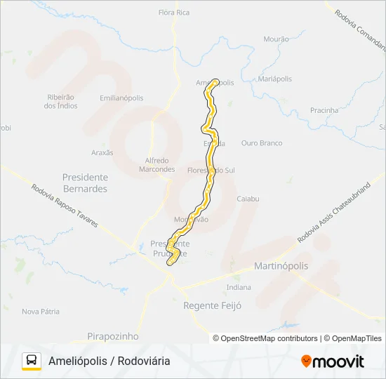 131 AMELIÓPOLIS / RODOVIÁRIA Bus Line Map