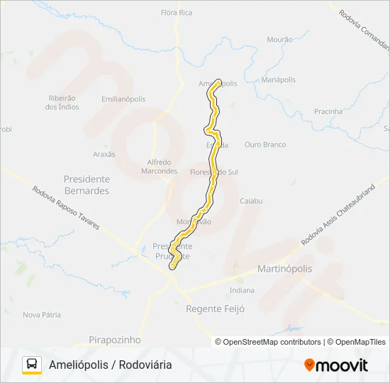 131 AMELIÓPOLIS / RODOVIÁRIA Bus Line Map