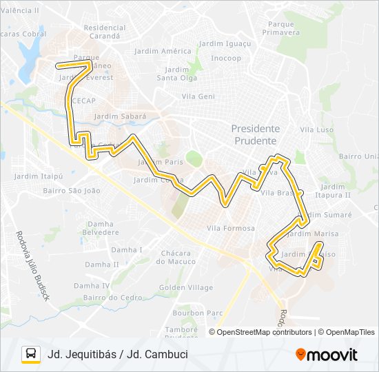 Mapa da linha 115 JD. JEQUITIBÁS / JD. CAMBUCI de ônibus