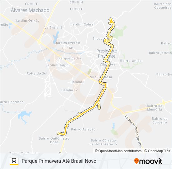 Mapa da linha 123 PARQUE PRIMAVERA / AEROPORTO de ônibus