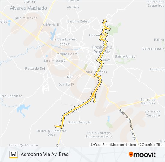 Mapa da linha 123 PARQUE PRIMAVERA / AEROPORTO de ônibus