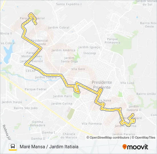 124 MARÉ MANSA / JARDIM ITATIAIA Bus Line Map