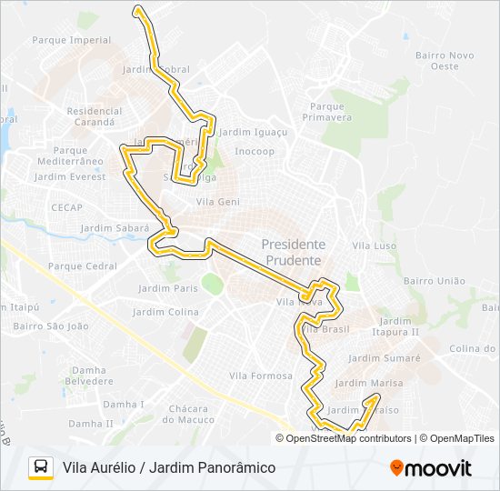 Mapa da linha 107 VILA AURÉLIO / JARDIM PANORÂMICO de ônibus