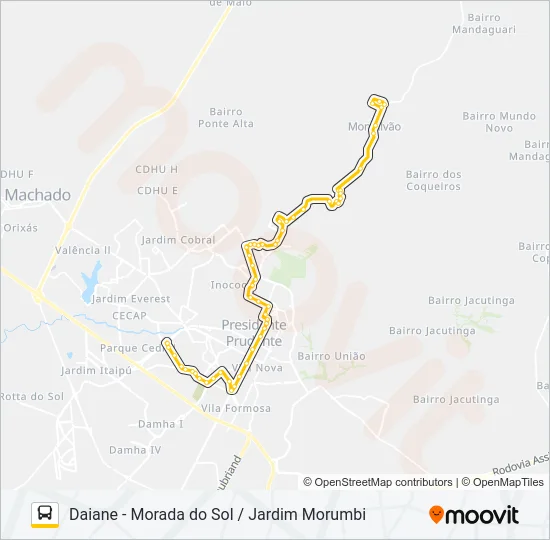 134 DAIANE - MORADA DO SOL / JARDIM MORUMBI Bus Line Map