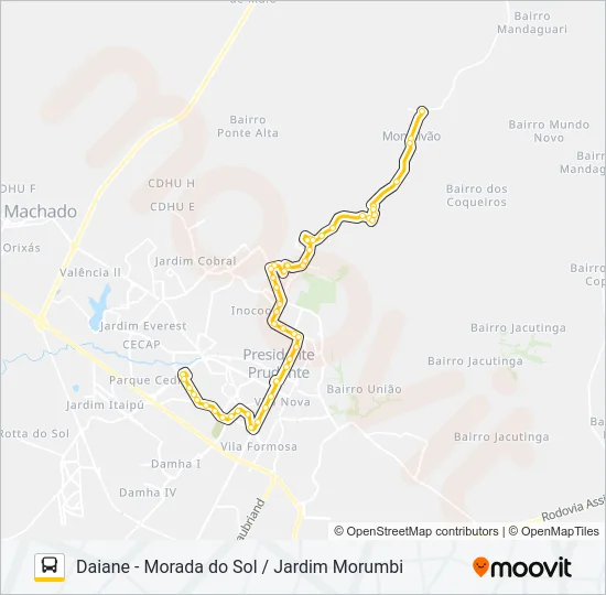 134 DAIANE - MORADA DO SOL / JARDIM MORUMBI Bus Line Map