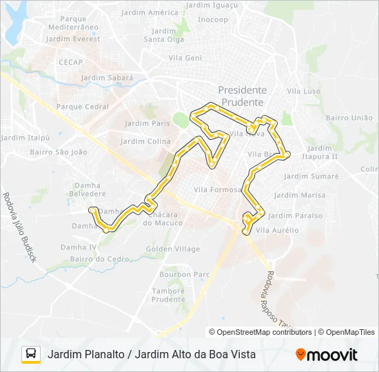 108 JARDIM PLANALTO / JARDIM ALTO DA BOA VISTA Bus Line Map