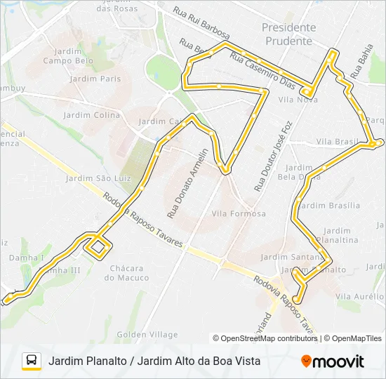 108 JARDIM PLANALTO / JARDIM ALTO DA BOA VISTA Bus Line Map
