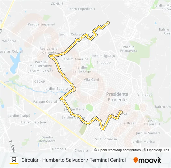 135 CIRCULAR - HUMBERTO SALVADOR / TERMINAL CENTRAL Bus Line Map