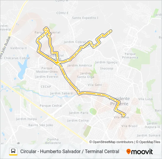135 CIRCULAR - HUMBERTO SALVADOR / TERMINAL CENTRAL Bus Line Map