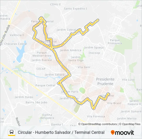 135 CIRCULAR - HUMBERTO SALVADOR / TERMINAL CENTRAL Bus Line Map