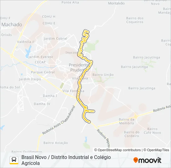 128 BRASIL NOVO / DISTRITO INDUSTRIAL E COLÉGIO AGRÍCOLA Bus Line Map