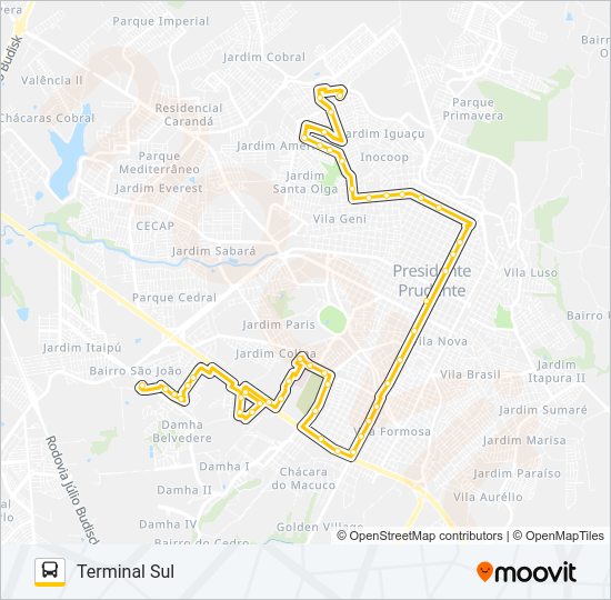Mapa da linha 102 SÃO LUCAS / FLOENZA de ônibus